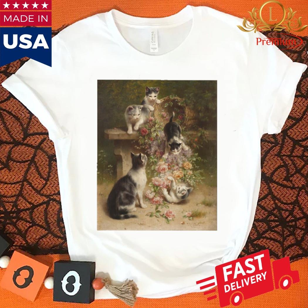 Cats And Flowers By Carl Reichert Shirt Ladies Shirt