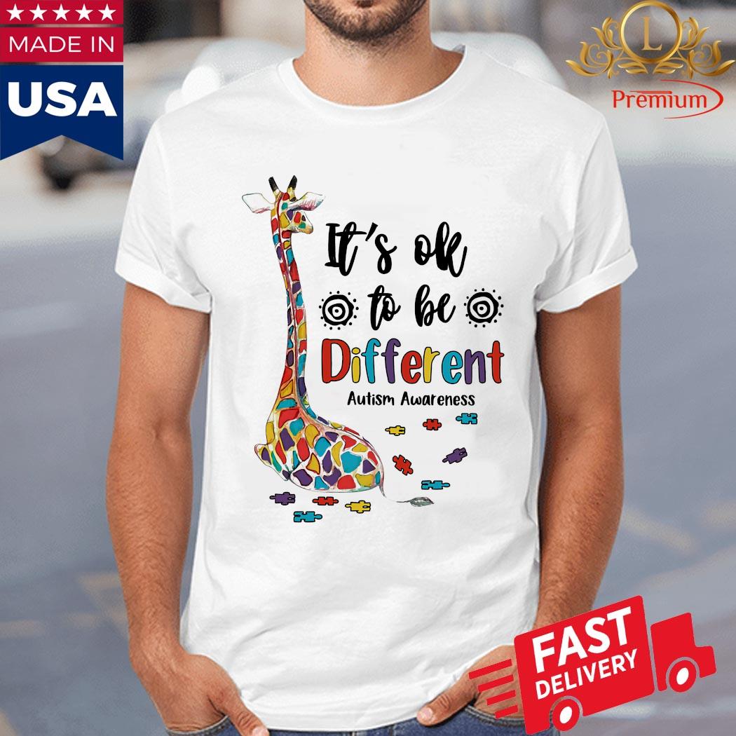 Giraffe It's Ok To Be Different Autism Awareness Shirt