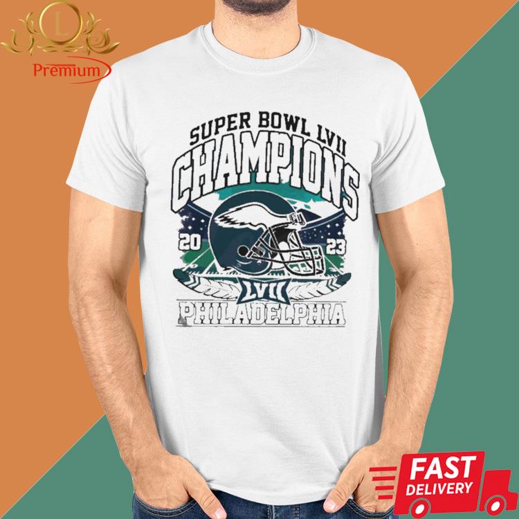 Philadelphia Eagles Champions Super Bowl 2023 helmet shirt